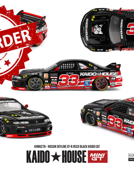 (Pre-order) Kaido House X Mini GT Nissan Skyline GT-R (R33) Black Kaido Cat #276