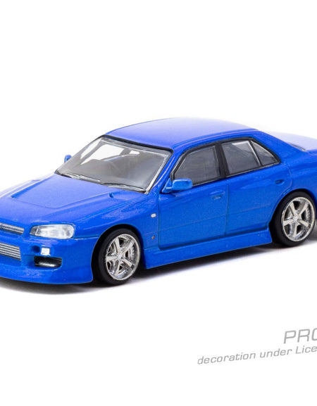 (Pre-order) Tarmac Works 1/64 URAS Skyline ER34 Blue Global64 Diecast Car