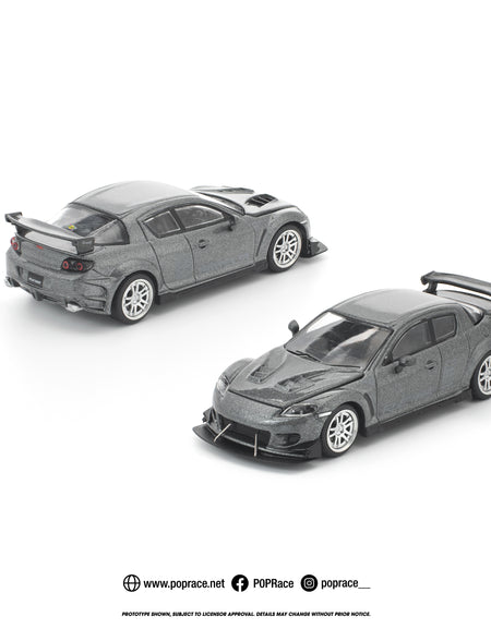 (Pre-order) POPRACE 1/64 MAZDA RX-8 RE-AMEMIYA GUN METAL Diecast Model Car