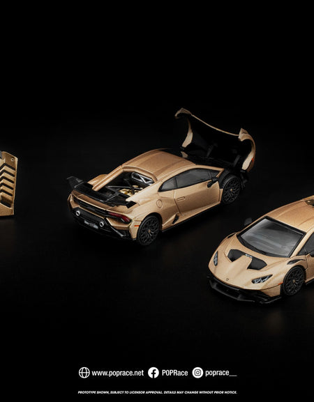(Pre-order) POPRACE 1/64 LAMBORGHINI HURACAN STO MATTE GOLD #PR640413 Model Car