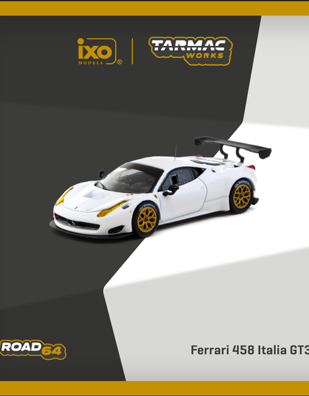Tarmac Works 1/64 Ferrari 458 Italia GT3 White Diecast Model Car