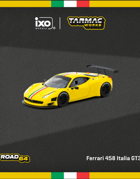 Tarmac Works 1/64 Ferrari 458 Italia GT3 Yellow Diecast Model Car
