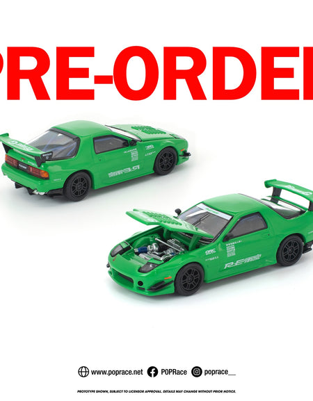 (Pre-order) POPRACE 1/64 MAZDA RX7 (FC3S) RE-AMEMIYA GREEN Model Car #PR640339