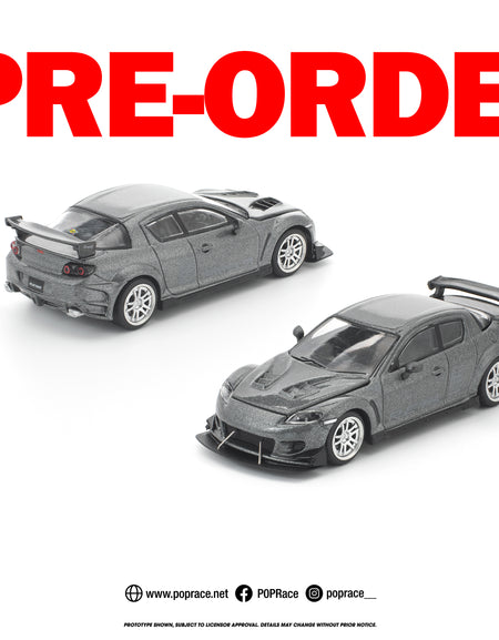 (Pre-order) POPRACE 1/64 MAZDA RX-8 RE-AMEMIYA GUN METAL Diecast Model Car