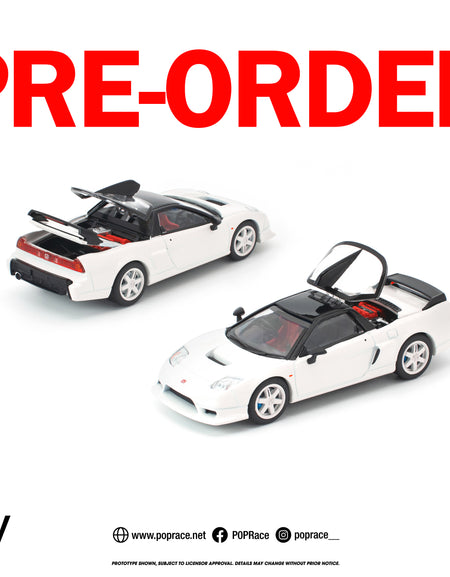 (Pre-order) POP RACE 1/64 HONDA NSX-R GT WHITE Diecast Model Car #PR640407