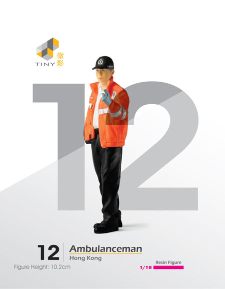 TINY City HK Scale 1/18 Figure #12 Ambulanceman tall Resin Mini Model Figure