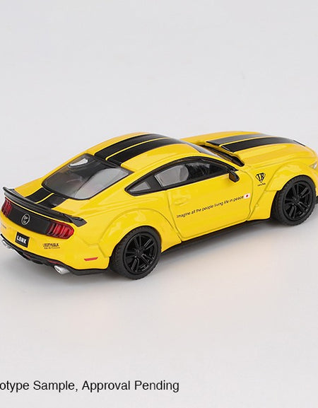 MINI GT #1077 LB-WORKS FORD MUSTANG Triple Yellow RHD Model Car