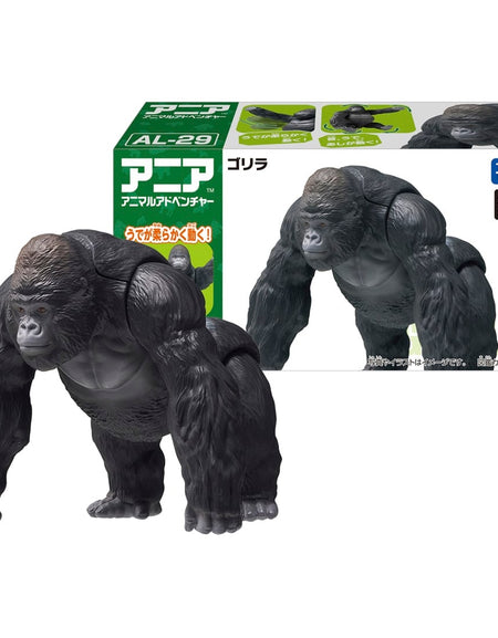 Takara Tomy Ania AL-29 Gorilla Animal Figure with Color Picture Cards