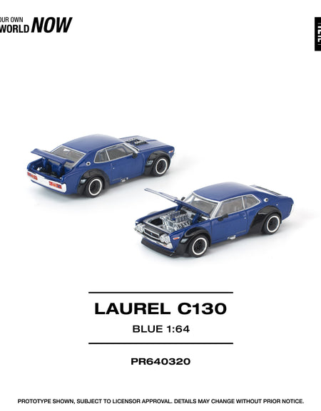 (Pre-order) POP RACE 1/64 LAUREL C130 BLUE Diecast Model Car #PR640320