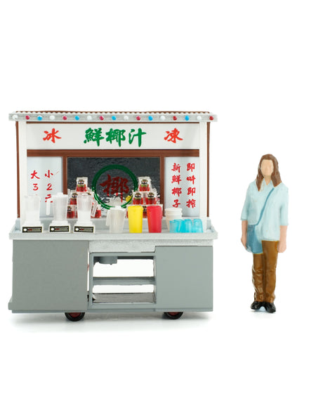 TINY Hong Kong City 1/35 #09 Fresh Coconut Juice Cartful Diecast paint Figure