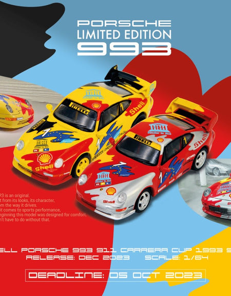SPARKY x TINY 1/64 Porsche 993 Carrera Cup 1993 Shell Model Set
