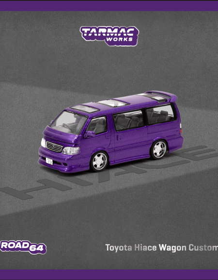 Tarmac Works Diecast Car 1/64 Toyota Hiace Wagon Custom Purple