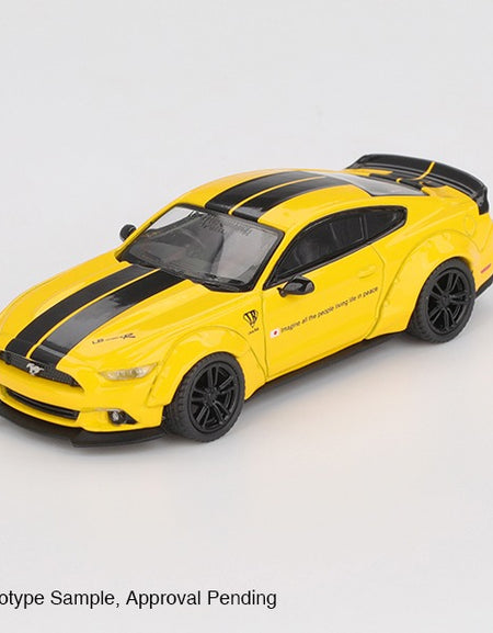 MINI GT #1077 LB-WORKS FORD MUSTANG Triple Yellow RHD Model Car