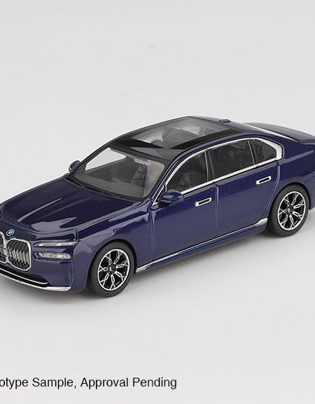 MINI GT #1111 BMW i7 xDrive60 Tanzanite Blue Metallic RHD Diecast