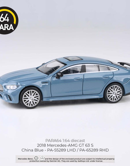 PARA64 1/64 Mercedes-AMG GT 63 S China Blue RHD Diecast Model Car