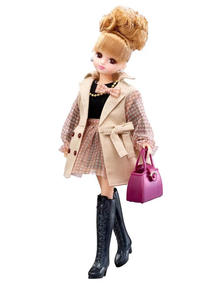 Takara Tomy Licca Chan Doll Set - LD-17 Airy Trench Coat with Dress Set