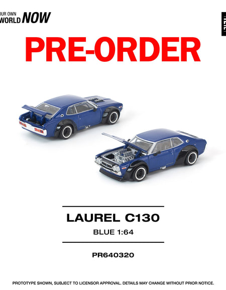(Pre-order) POP RACE 1/64 LAUREL C130 BLUE Diecast Model Car #PR640320