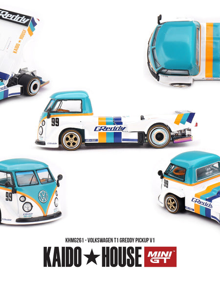 (Pre-order) Kaido House X Mini GT Volkswagen T1 GReddy Pickup V1 #KHMG261