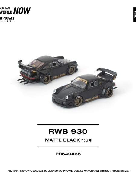 (Pre-order) POP RACE 1/64 RWB 930 MATTE BLACK "STELLA ARTOIS" Diecast #PR640468