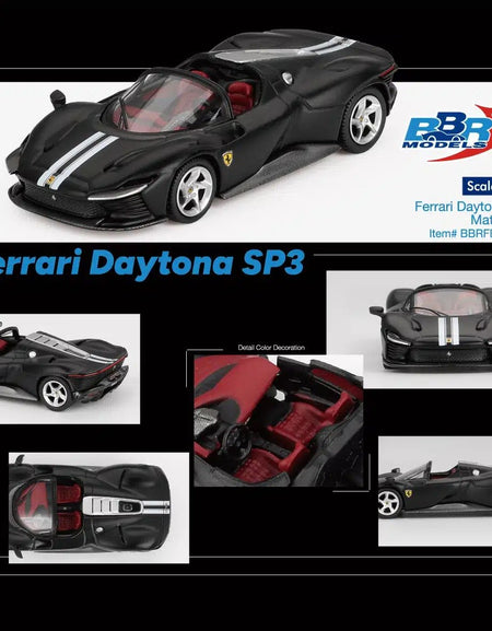 BBR 1/64 Ferrari Daytona SP3 Matt Black Diecast Model Car