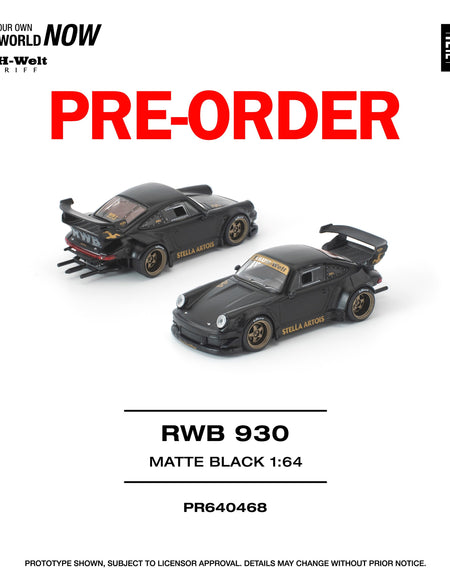 (Pre-order) POP RACE 1/64 RWB 930 MATTE BLACK "STELLA ARTOIS" Diecast #PR640468
