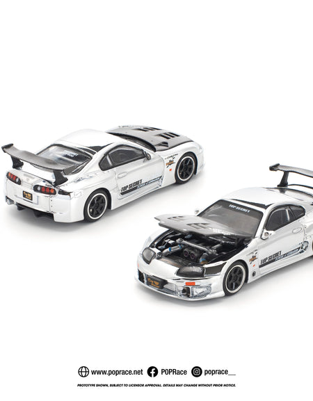 POPRACE 1/64 TOP SECRET GT300 SUPRA - SILVER CHROME Model Car