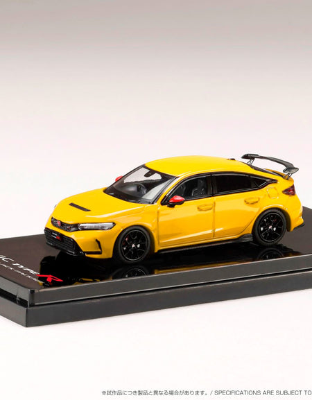 Hobby JAPAN 1/64 1/64 Honda CIVIC TYPE R (FL5) RACING BLACK Package Yellow Car