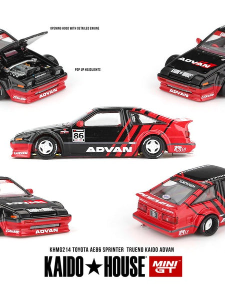 (Pre-order) Kaido House X Mini GT Toyota AE86 Sprinter Trueno Kaido ADVAN Car