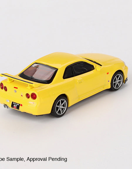 Mini GT #762 Nissan Skyline GT-R R34 Vspec Lighting Yellow (RHD)