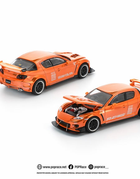 (Pre-order) POPRACE 1/64 MAZDA RX-8 RE-AMEMIYA CHROME ORANGE Diecast Model Car