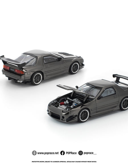 (Pre-order) POPRACE 1/64 MAZDA RX7 FC3S RE-AMEMIYA DARK CHROME Diecast Model Car