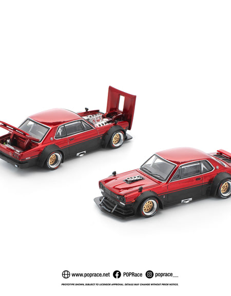(Pre-order) POPRACE 1/64 SKYLINE GT-R V8 DRIFT (HAKOSUKA) - RED BLACK Model Car