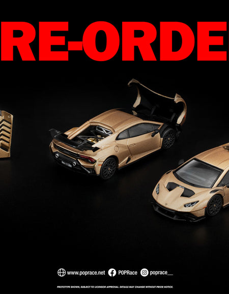 (Pre-order) POPRACE 1/64 LAMBORGHINI HURACAN STO MATTE GOLD #PR640413 Model Car