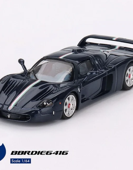 BBR Model 1:64 Maserati MC12 Stradale Blue Metallic w/ Stripe Car