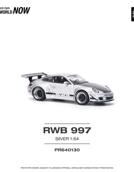 POPRACE 1/64 RWB 997 Silver Diecast Model Car