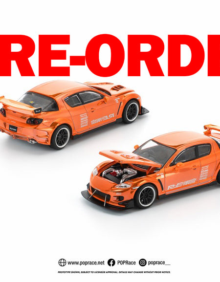 (Pre-order) POPRACE 1/64 MAZDA RX-8 RE-AMEMIYA CHROME ORANGE Diecast Model Car