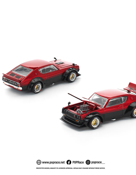 POPRACE 1/64 KPGC110 KENMERI - RED/BLACK Diecast Model Car