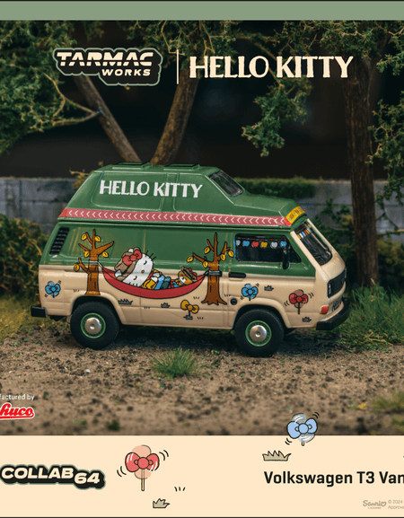 Tarmac Works 1/64 Volkswagen T3 Van Hello Kitty Camping Model Car
