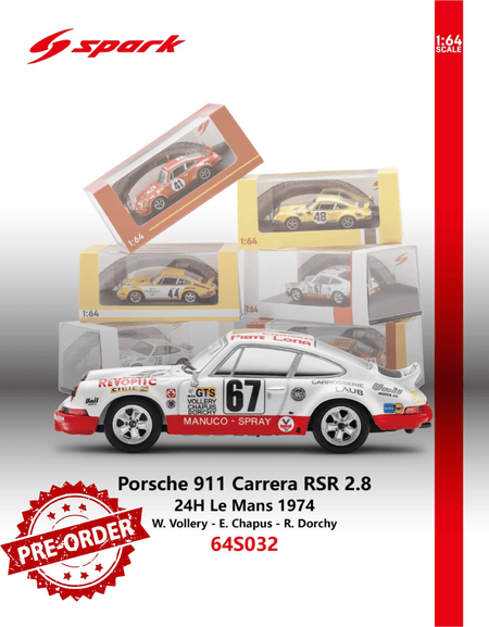 (Pre-order) Sparky 1/64 - Porsche 911 Carrera RSR 2.8 No.67 24H Le Mans 1974