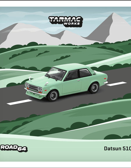 Tarmac Works 1/64 Datsun 510 Light Green Diecast Model Car