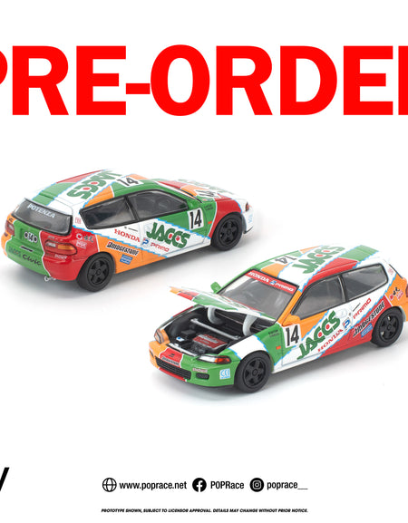 (Pre-order) POP RACE 1/64 HONDA CIVIC (EG6) JACCS Diecast Model Car #PR640465