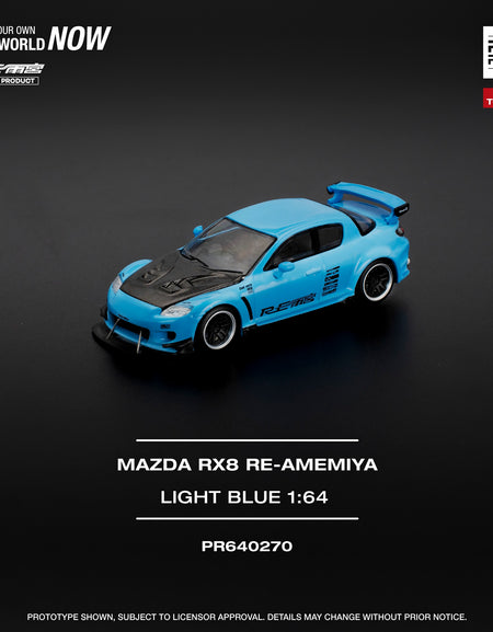 POPRACE 1/64 MAZDA RX-8 RE-AMEMIYA LIGHT BLUE (Opening Front Hood )