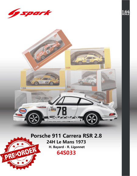 (Pre-order) Sparky 1/64 - Porsche 911 Carrera RSR 2.8 No.78 Le Mans 1973