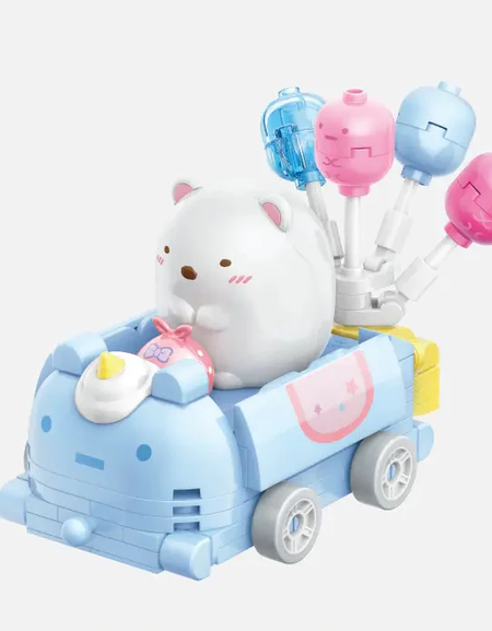 Qman Keeppley Building Blocks #30351 Sumikko Shirokuma & Furoshikis Balloon Car