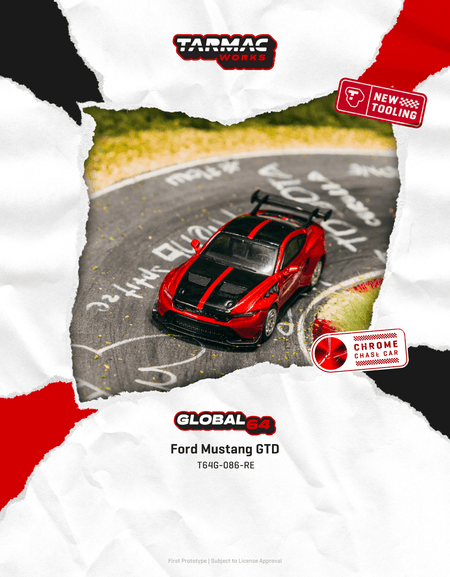 Tarmac Works 1/64 Ford Mustang GTD Red Diecast Model Car