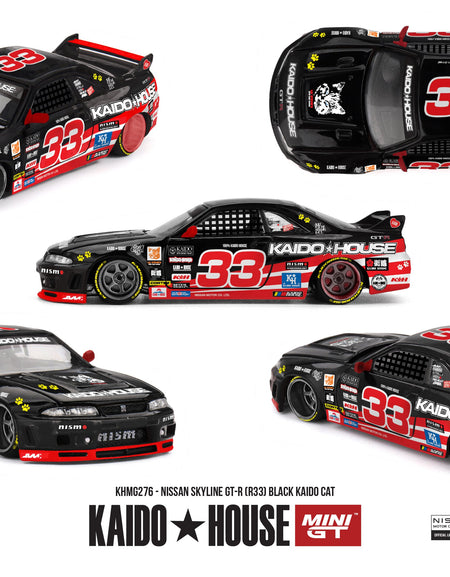(Pre-order) Kaido House X Mini GT Nissan Skyline GT-R (R33) Black Kaido Cat #276