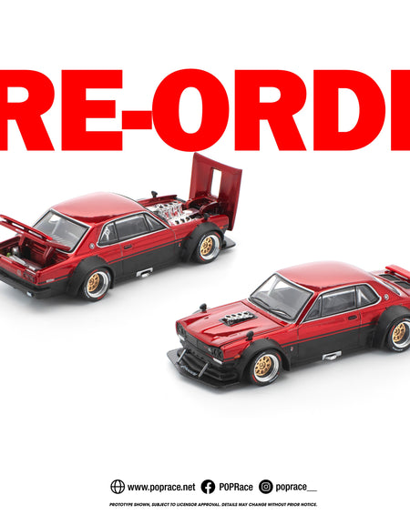 (Pre-order) POPRACE 1/64 SKYLINE GT-R V8 DRIFT (HAKOSUKA) - RED BLACK Model Car