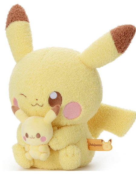 Takara Tomy Pokemon Soft Plush Toy Pokepeace Basic Pikachu with mini Plush Ver