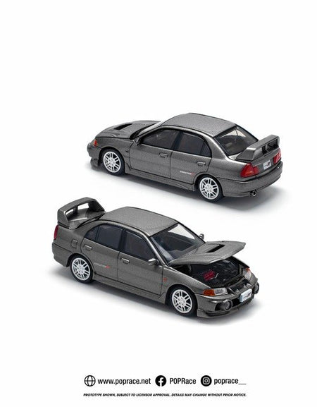 POP RACE 1/64 MITSUBISHI LANCER EVOLUTION IV DARK GREY Diecast Model
