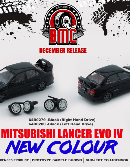 BMC 1/64 Die-cast Car - Mitsubishi Lancer EVO IV - BLK (RHD)